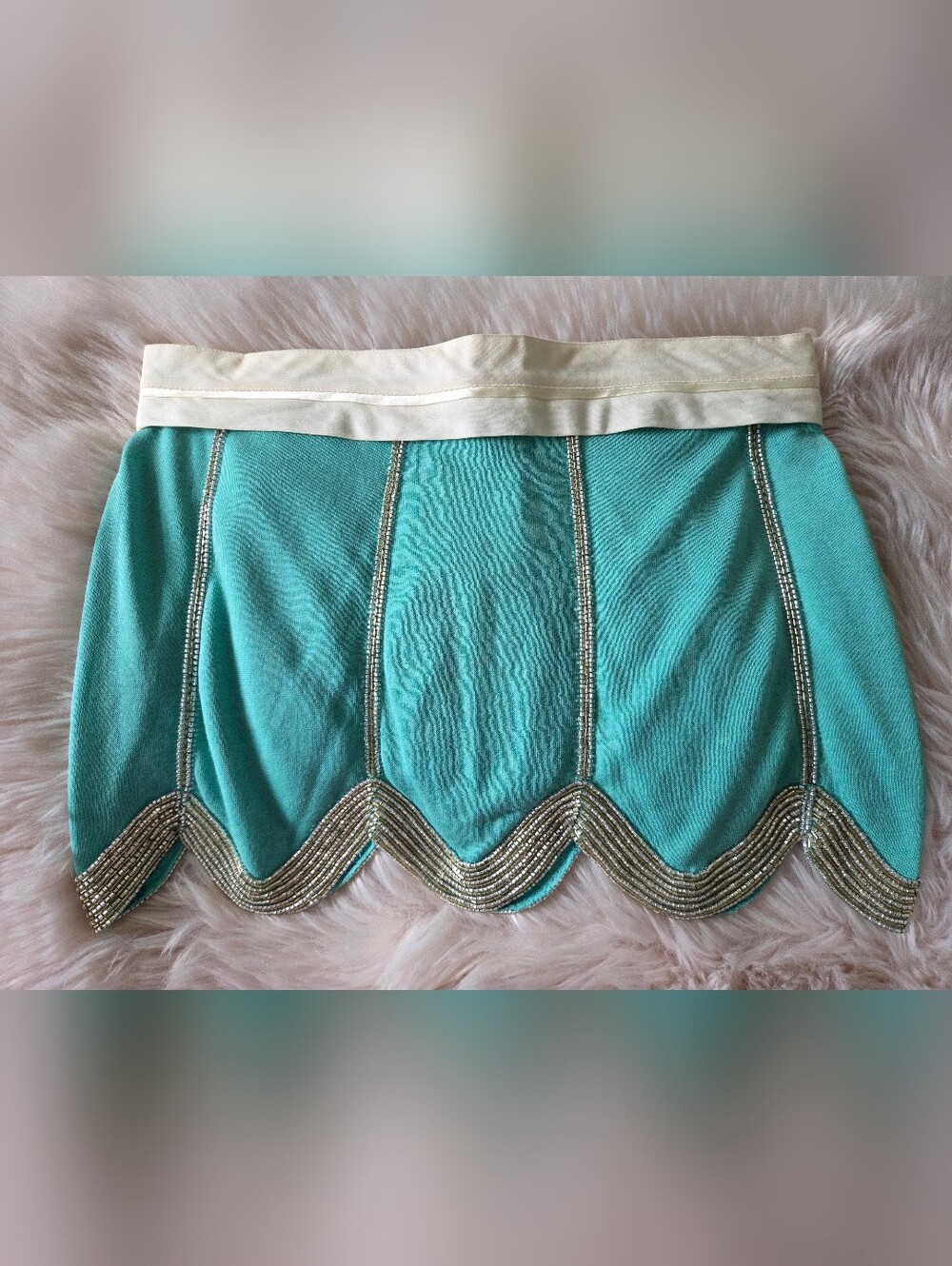 RARE Y2K IILSI NY Knit Beaded Low Waist Mini Skirt